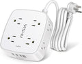 6 Ft Surge Protector Power Strip - 8 Widely Outlets with 4 USB Ports, 3 Side Outlet Extender with 6 Feet Extension Cord, Flat Plug, Wall Mount, Desk USB Charging Station, ETL,White - Elite TronX