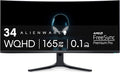 Alienware AW3423DWF Curved QD - OLED Gaming Monitor - 34 - inch Quantum Dot OLED 0.1Ms 165Hz 21:9 Curved Display, 99.3% DCI - P3 Color Gamut, VESA DisplayHDR True Black 400, AMD FreeSync Premium Pro - Black - Elite TronX