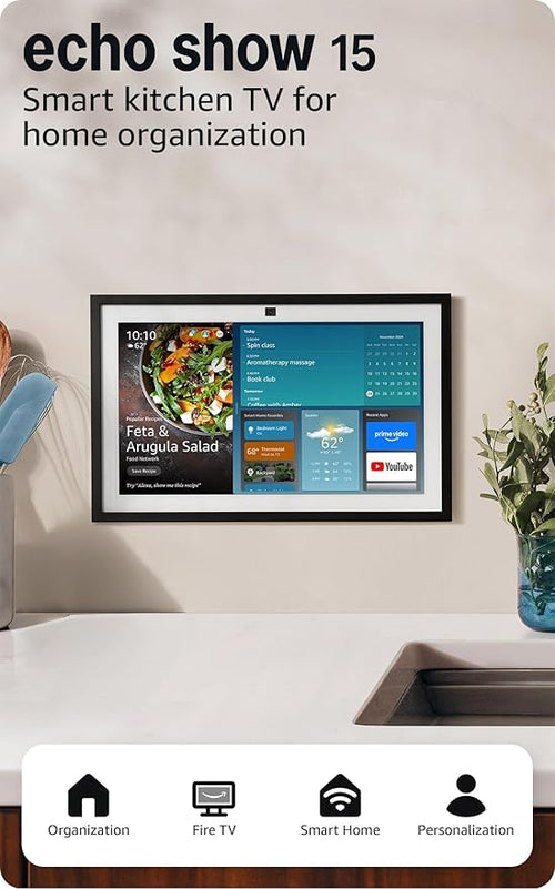 Amazon Echo Show 15 (newest model), Full HD 15.6" kitchen hub for home organization, with built - in Fire TV, Designed for Alexa+ - Elite TronX