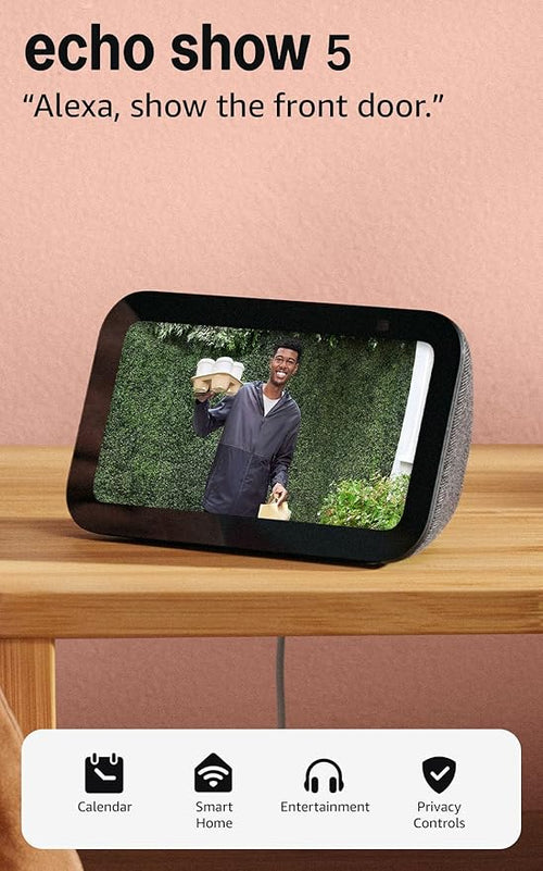 Amazon Echo Show 5 (newest model), Smart display, Designed for Alexa+, 2x the bass and clearer sound, Charcoal - Elite TronX