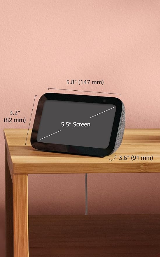 Amazon Echo Show 5 (newest model), Smart display, Designed for Alexa+, 2x the bass and clearer sound, Charcoal - Elite TronX