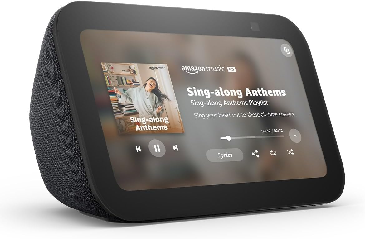 Amazon Echo Show 5 (newest model), Smart display, Designed for Alexa+, 2x the bass and clearer sound, Charcoal - Elite TronX
