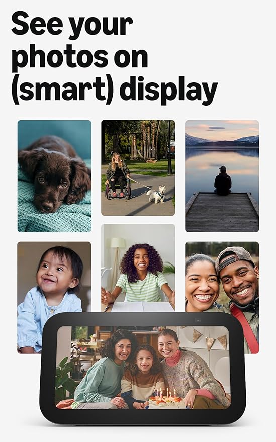 Amazon Echo Show 5 (newest model), Smart display, Designed for Alexa+, 2x the bass and clearer sound, Charcoal - Elite TronX