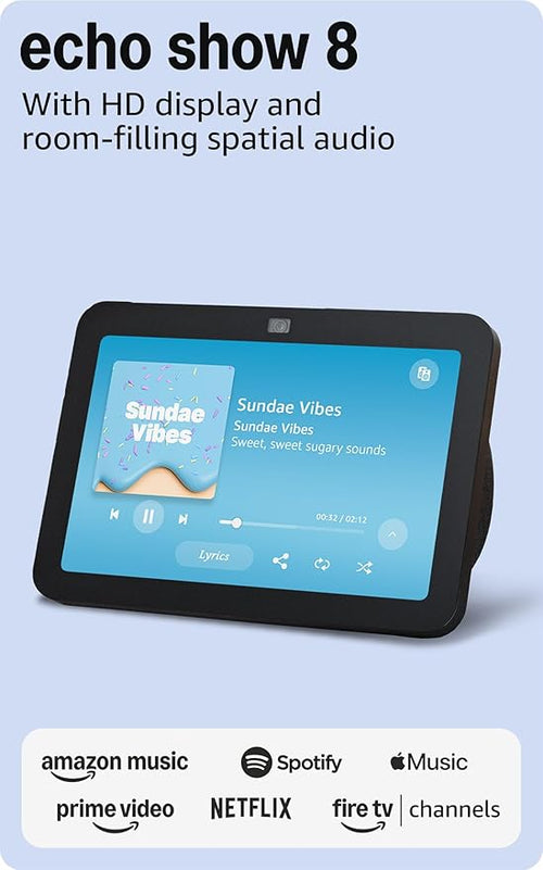 Amazon Echo Show 8, With Spatial Audio, Smart Home Hub, ideal for open living spaces, Designed for Alexa+, Charcoal - Elite TronX