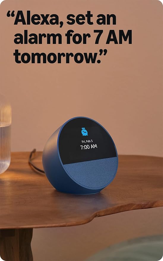 Amazon Echo Spot (newest model), Great for nightstands, offices and kitchens, Smart alarm clock, Designed for Alexa+, Black - Elite TronX