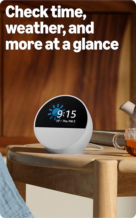 Amazon Echo Spot (newest model), Great for nightstands, offices and kitchens, Smart alarm clock, Designed for Alexa+, Black - Elite TronX