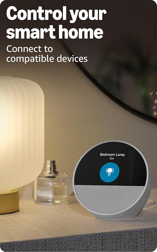 Amazon Echo Spot (newest model), Great for nightstands, offices and kitchens, Smart alarm clock, Designed for Alexa+, Black - Elite TronX