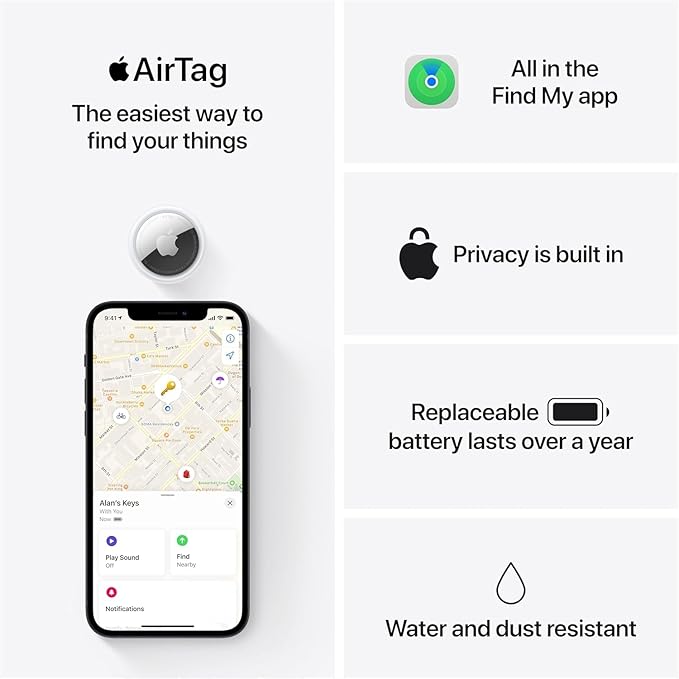 Apple AirTag (1st Generation) - 4 Pack. Keep Track of and find Your Keys, Wallet, Luggage, Backpack, and More. Simple one - tap Set up with iPhone or iPad, Bluetooth - Elite TronX