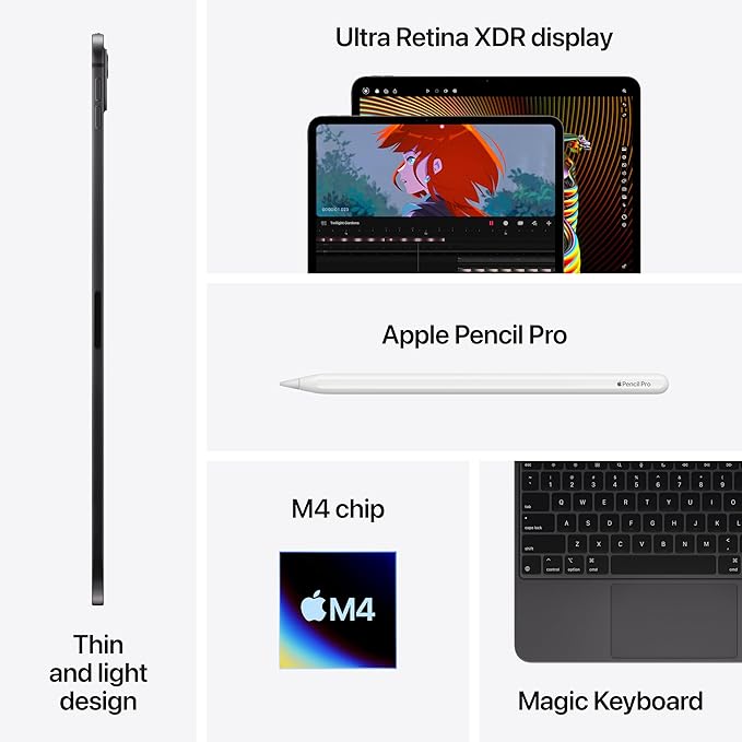Apple iPad Pro 13 - Inch (M4): Built for Apple Intelligence, Ultra Retina XDR Display, 512GB, 12MP Front/Back Camera, LiDAR Scanner, Wi - Fi 6E, Face ID, All - Day Battery Life — Space Black - Elite TronX