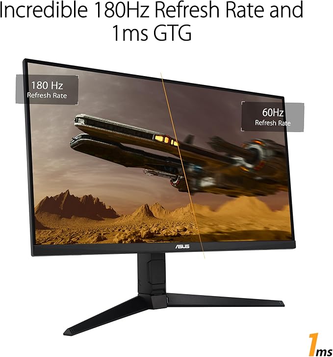 ASUS TUF Gaming 27” 1440P Monitor (VG27AQL3A) - QHD (2560 x 1440), 180Hz, 1ms, Fast IPS, Extreme Low Motion Blur SYNC, G - SYNC Compatible, Freesync Premium, 130% sRGB, DisplayHDR 400, 3 Year Warranty - Elite TronX