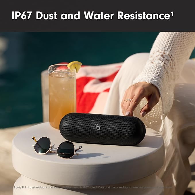 Beats Pill - Portable Bluetooth Speaker - Up to 24H Battery Life, Water Resistant, Bluetooth, Apple & Android Compatible, Seriously Loud Sound for Home, Outdoor and Travel - Matte Black - Elite TronX