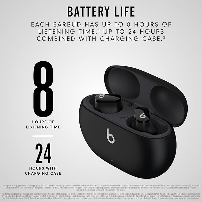 Beats Studio Buds - True Wireless Noise Cancelling Earbuds - Compatible with Apple & Android, Built - in Microphone, IPX4 Rating, Sweat Resistant Earphones, Class 1 Bluetooth Headphones - Black - Elite TronX