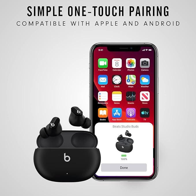 Beats Studio Buds - True Wireless Noise Cancelling Earbuds - Compatible with Apple & Android, Built - in Microphone, IPX4 Rating, Sweat Resistant Earphones, Class 1 Bluetooth Headphones - Black - Elite TronX