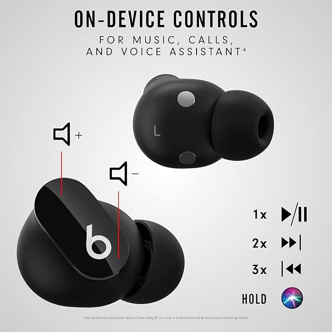 Beats Studio Buds - True Wireless Noise Cancelling Earbuds - Compatible with Apple & Android, Built - in Microphone, IPX4 Rating, Sweat Resistant Earphones, Class 1 Bluetooth Headphones - Black - Elite TronX