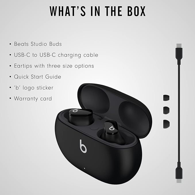 Beats Studio Buds - True Wireless Noise Cancelling Earbuds - Compatible with Apple & Android, Built - in Microphone, IPX4 Rating, Sweat Resistant Earphones, Class 1 Bluetooth Headphones - Black - Elite TronX