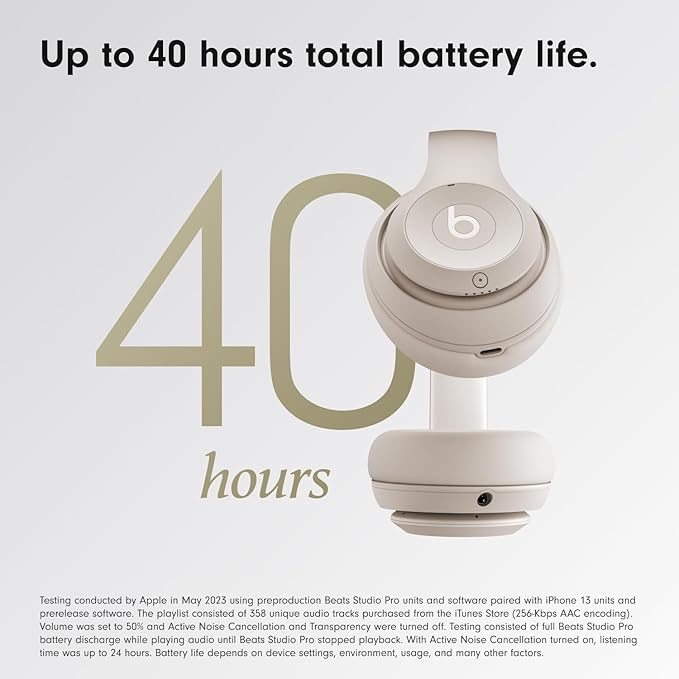 Beats Studio Pro - Premium Wireless Over - Ear Headphones - Up to 40 - Hour Battery Life, Active Noise Cancelling, USB - C Lossless Audio, Apple & Android Compatible - Sandstone - Elite TronX