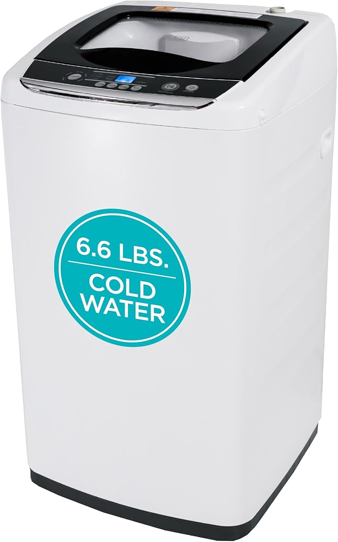 BLACK+DECKER 0.9 Cu. Ft. Portable Washer, 6.6 lb. Capacity Washing Machine for Homes & Apartments, 5 Wash Cycles, Quick Connect Sink Adapter and Drain Hose Included, LED Display, BPWM09W, White - Elite TronX