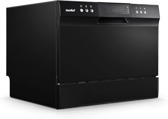 COMFEE’ Countertop Dishwasher, Energy Star Portable Dishwasher, 6 Place Settings & 8 Washing Programs, Speed, Baby - Care, ECO& Glass, Dish Washer for Dorm, RV& Apartment, Black - Elite TronX