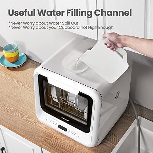 COMFEE' Portable Mini Dishwasher Countertop with 1.32Gal Built - in Water Tank for Apartments& RVs, No Hookup Needed, 6 Programs, 360° Dual Spray, 162℉ High - Temp& Air - Dry Function - Elite TronX
