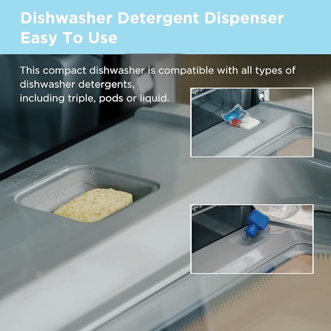 COMFEE' Portable Mini Dishwasher Countertop with 1.32Gal Built - in Water Tank for Apartments& RVs, No Hookup Needed, 6 Programs, 360° Dual Spray, 162℉ High - Temp& Air - Dry Function - Elite TronX