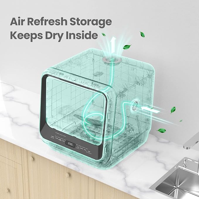 COMFEE' Portable Mini Dishwasher Countertop with 1.32Gal Built - in Water Tank for Apartments& RVs, No Hookup Needed, 6 Programs, 360° Dual Spray, 162℉ High - Temp& Air - Dry Function - Elite TronX