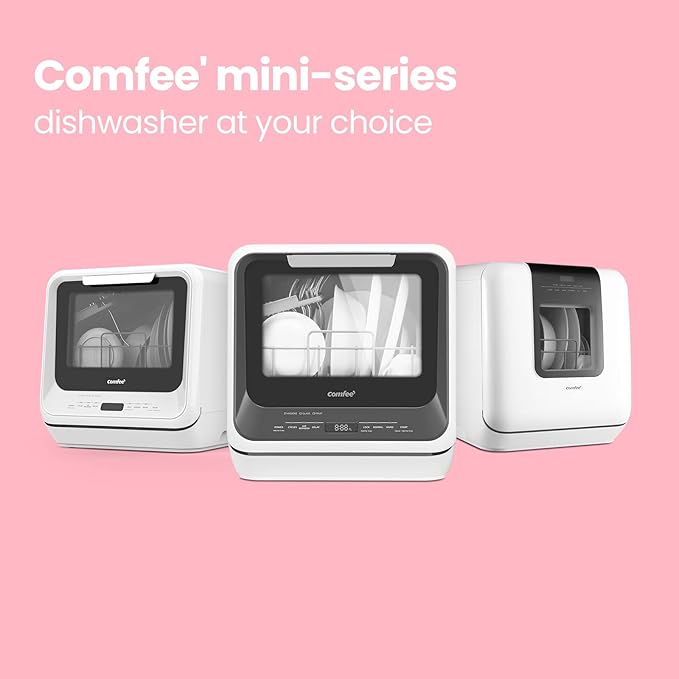 COMFEE' Portable Mini Dishwasher Countertop with 1.32Gal Built - in Water Tank for Apartments& RVs, No Hookup Needed, 6 Programs, 360° Dual Spray, 162℉ High - Temp& Air - Dry Function - Elite TronX
