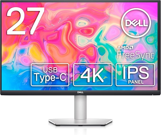 Dell S2722QC Monitor - 27 inch 4K USB - C , UHD (3840 x 2160) Display, 60Hz Refresh Rate, 8MS Grey - to - Grey Response Time, Built - in Dual 3W Speakers, 1.07 Billion Colors - Platinum Silver - Elite TronX