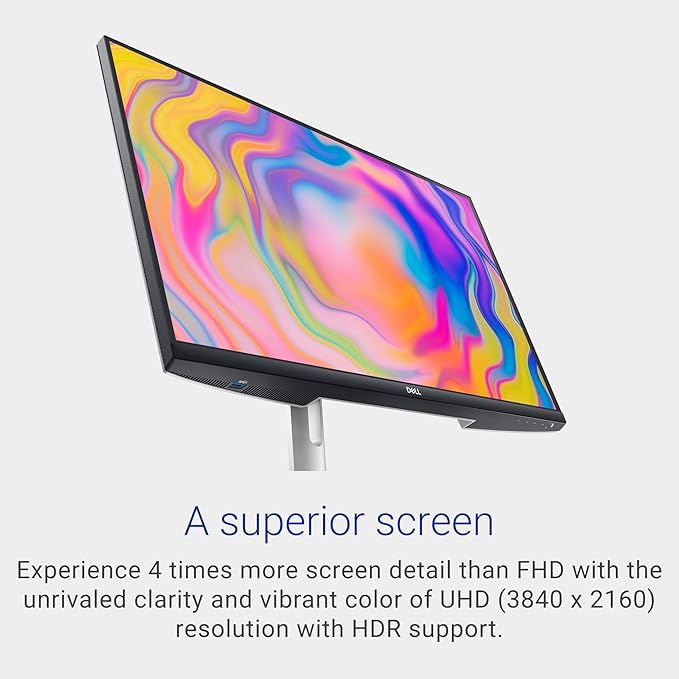 Dell S2722QC Monitor - 27 inch 4K USB - C , UHD (3840 x 2160) Display, 60Hz Refresh Rate, 8MS Grey - to - Grey Response Time, Built - in Dual 3W Speakers, 1.07 Billion Colors - Platinum Silver - Elite TronX