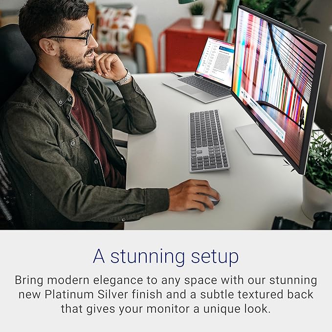 Dell S2722QC Monitor - 27 inch 4K USB - C , UHD (3840 x 2160) Display, 60Hz Refresh Rate, 8MS Grey - to - Grey Response Time, Built - in Dual 3W Speakers, 1.07 Billion Colors - Platinum Silver - Elite TronX