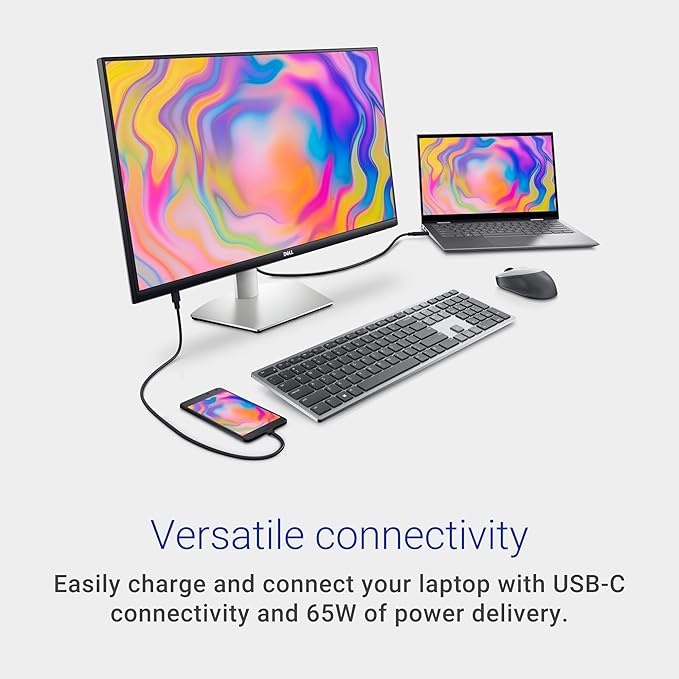 Dell S2722QC Monitor - 27 inch 4K USB - C , UHD (3840 x 2160) Display, 60Hz Refresh Rate, 8MS Grey - to - Grey Response Time, Built - in Dual 3W Speakers, 1.07 Billion Colors - Platinum Silver - Elite TronX