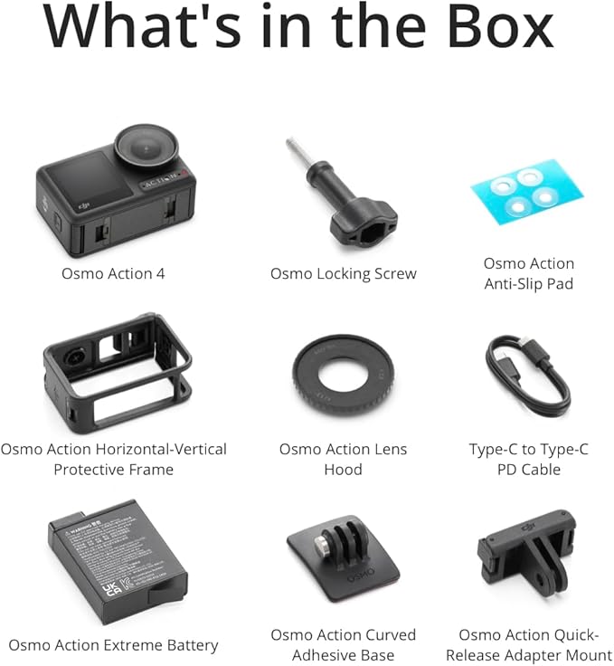 DJI Osmo Action 4 Standard Combo, 4K/120fps Waterproof Action Camera with a 1/1.3 - Inch Sensor, Stunning Low - Light Imaging,10 - bit & D - Log M Color Performance, Long - Lasting 160 Mins, Outdoor Camera - Elite TronX