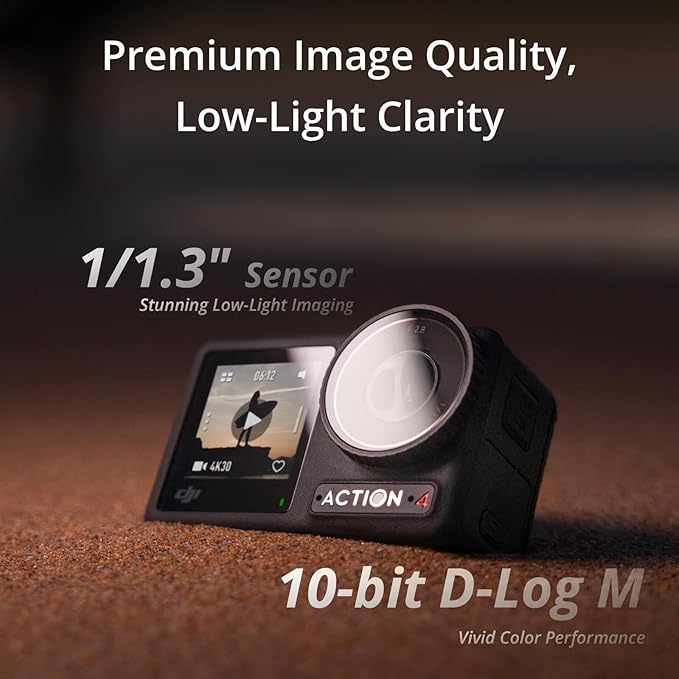 DJI Osmo Action 4 Standard Combo, 4K/120fps Waterproof Action Camera with a 1/1.3 - Inch Sensor, Stunning Low - Light Imaging,10 - bit & D - Log M Color Performance, Long - Lasting 160 Mins, Outdoor Camera - Elite TronX