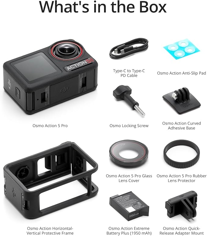 DJI Osmo Action 5 Pro Standard Combo, Waterproof Action Camera with 1/1.3" Sensor, 4K/120fps Video, Subject Tracking, Stabilization, Dual OLED Touchscreens, Ideal for Sports, Vlog - Elite TronX