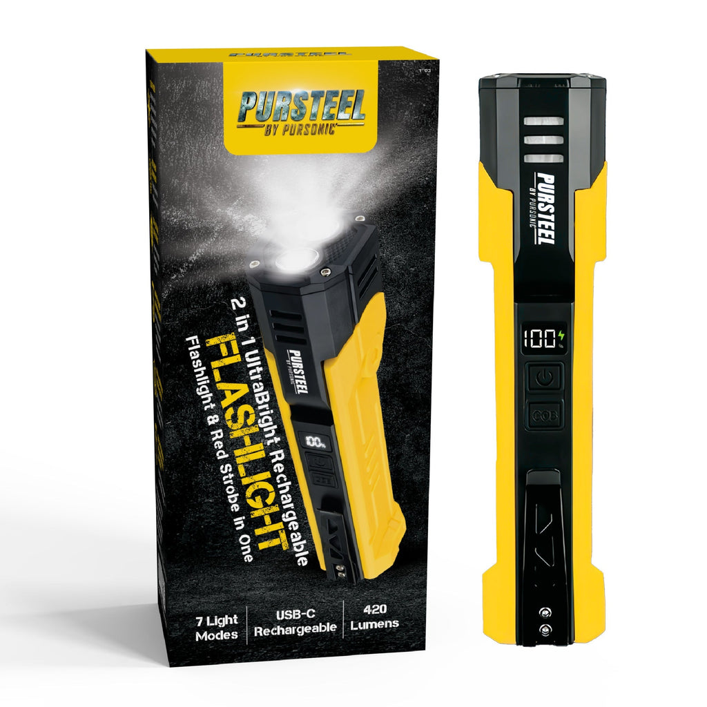 Emergency Prep Bundle: Pursonic 2 - in - 1 Ultra Bright Flashlight & LED Fast Charging Power Bank - Elite TronX