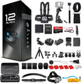 GoPro HERO12 (Hero 12) Black - Waterproof Action Camera with 5.3K HDR Video, 27MP Photos, 1/1.9" Image Sensor, Live Streaming, Webcam, Stabilization + 64GB Card & 50 Piece Accessory Kit - Bundle - Elite TronX