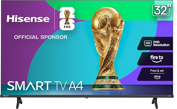 Hisense 32 - Inch Class A4 Series FHD 1080p Smart Fire TV (32A4NF, 2025 Model) - DTS Virtual: X, Slim Bezel Design, Alexa Built in - Elite TronX