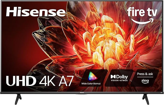 Hisense 55" Class A7 Series (55A7NF,2025 Model) 4K UHD Smart Fire TV, Voice Remote with Alexa, Wide Color Gamut, HDR10+, Dolby Vision, Dolby Atmos, Game Mode, ALLM, Stream Live TV Without Cable - Elite TronX