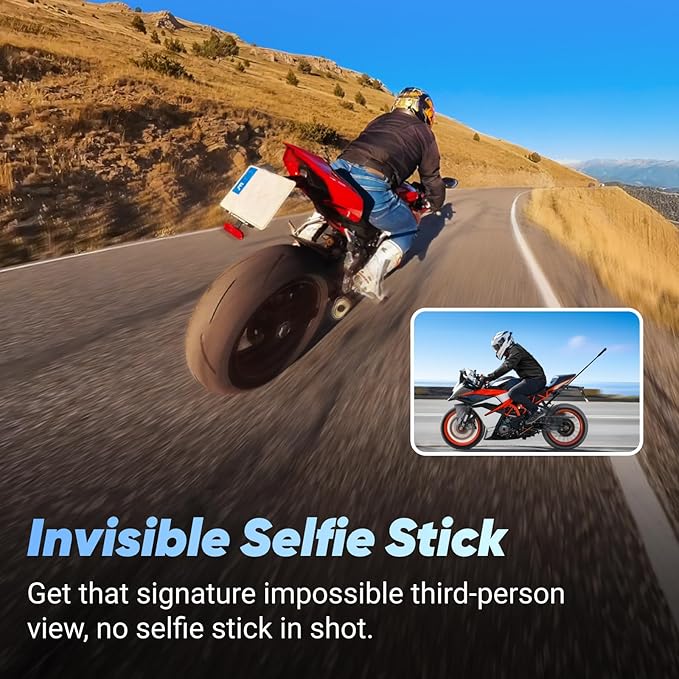 Insta360 X4 Motorcycle Bundle - 8K Waterproof 360 Action Camera, 4K Wide - Angle Video, Invisible Selfie Stick, Removable Lens Guards, 135 Min Battery Life, AI Editing, Stabilization, for Sports, Travel - Elite TronX