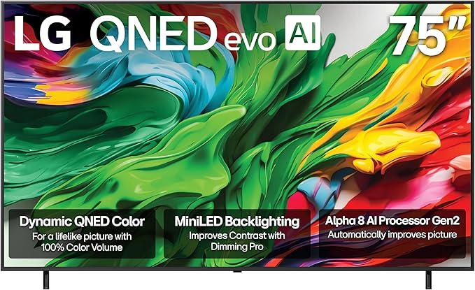 LG 75 - Inch Class QNED evo AI QNED85A Series Mini LED 4K Smart TV w/AI Picture, AI Sound, HDR10, AI Super Upscaling 4K, Filmmaker Mode, Wow Orchestra, Alexa Built - in (75QNED85AUA, 2025) - Elite TronX