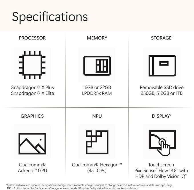 Microsoft Surface Laptop (2024), Windows 11 Copilot+ PC, 13.8" Touchscreen Display, Snapdragon X Elite (12 core), 16GB RAM, 512GB SSD Storage, Dune - Elite TronX