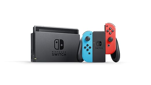 Nintendo Switch with Neon Blue and Neon Red Joy - Con - Handheld Gaming Console - Elite TronX