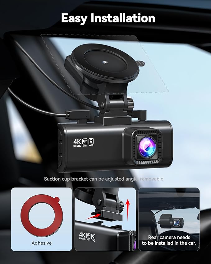 REDTIGER 4K Dash Cam Front Rear, STARVIS 2 Sensor, Free Card Included, 5.8GHz WiFi - 20MB/s Fast Download, Dash Camera for Cars with GPS, WDR Night Vision, 170°Wide Angle, 24H Parking Mode(F7NP) - Elite TronX