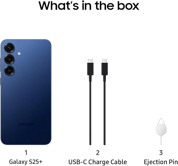 Samsung Galaxy S25+ Cell Phone, 256GB Smartphone, Unlocked Android, AI Night Mode Camera, Snapdragon 8 Elite Fast Processor, ProScaler Display, 4900mAh Battery, 2025, US 1 Yr Warranty, Navy - Elite TronX