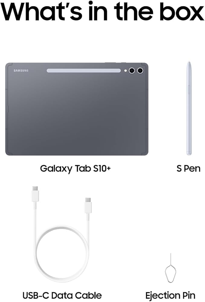 Samsung Galaxy Tab S10+ Plus 12.4” 256GB Android Tablet, Galaxy AI Tools, Circle to Search, AMOLED 2X Display, Long Battery Life, Durable Design, S Pen for Note - Taking, US Version, Moonstone Gray - Elite TronX