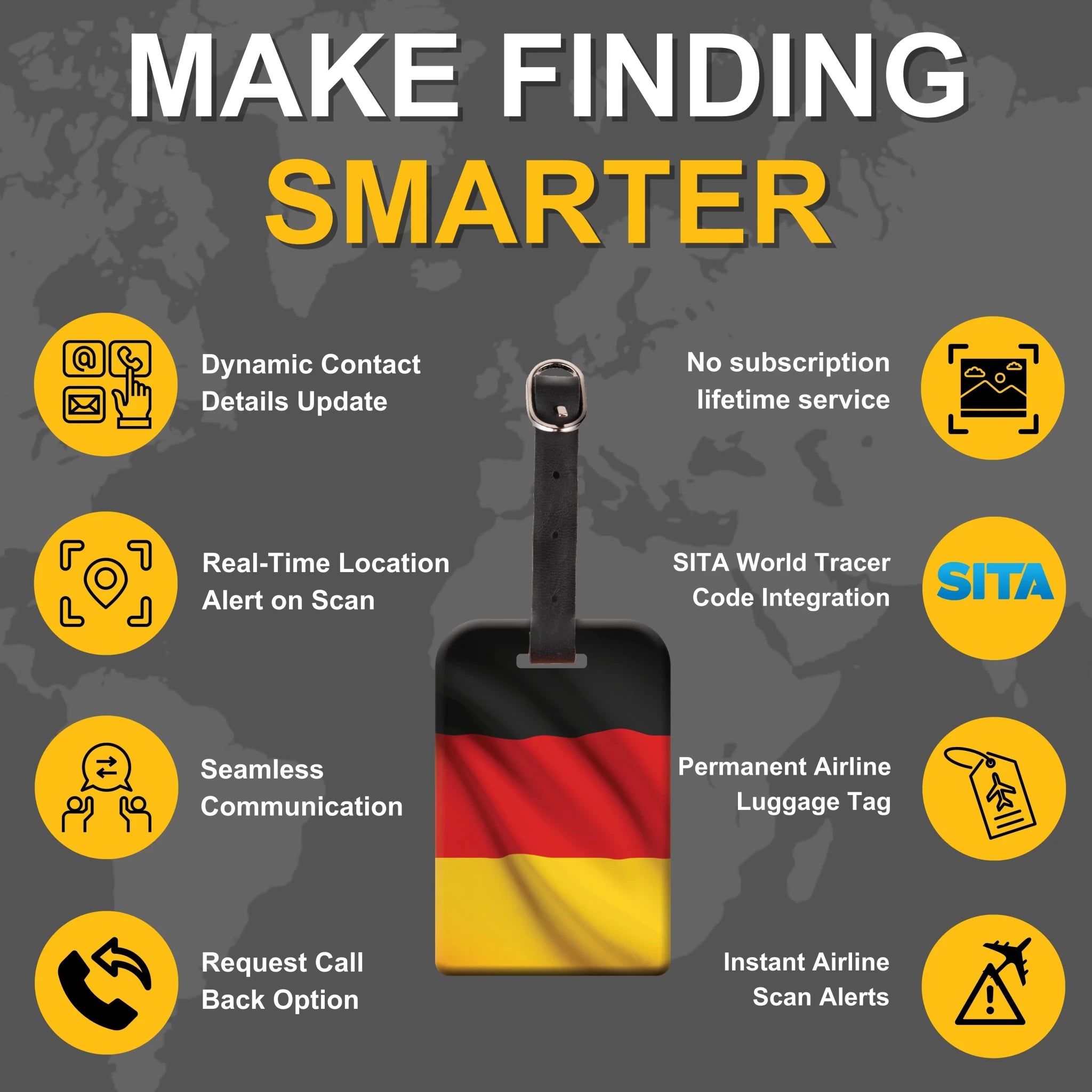 Smart Bag Security Tag - Germany Flag [Pack 2] - Elite TronX