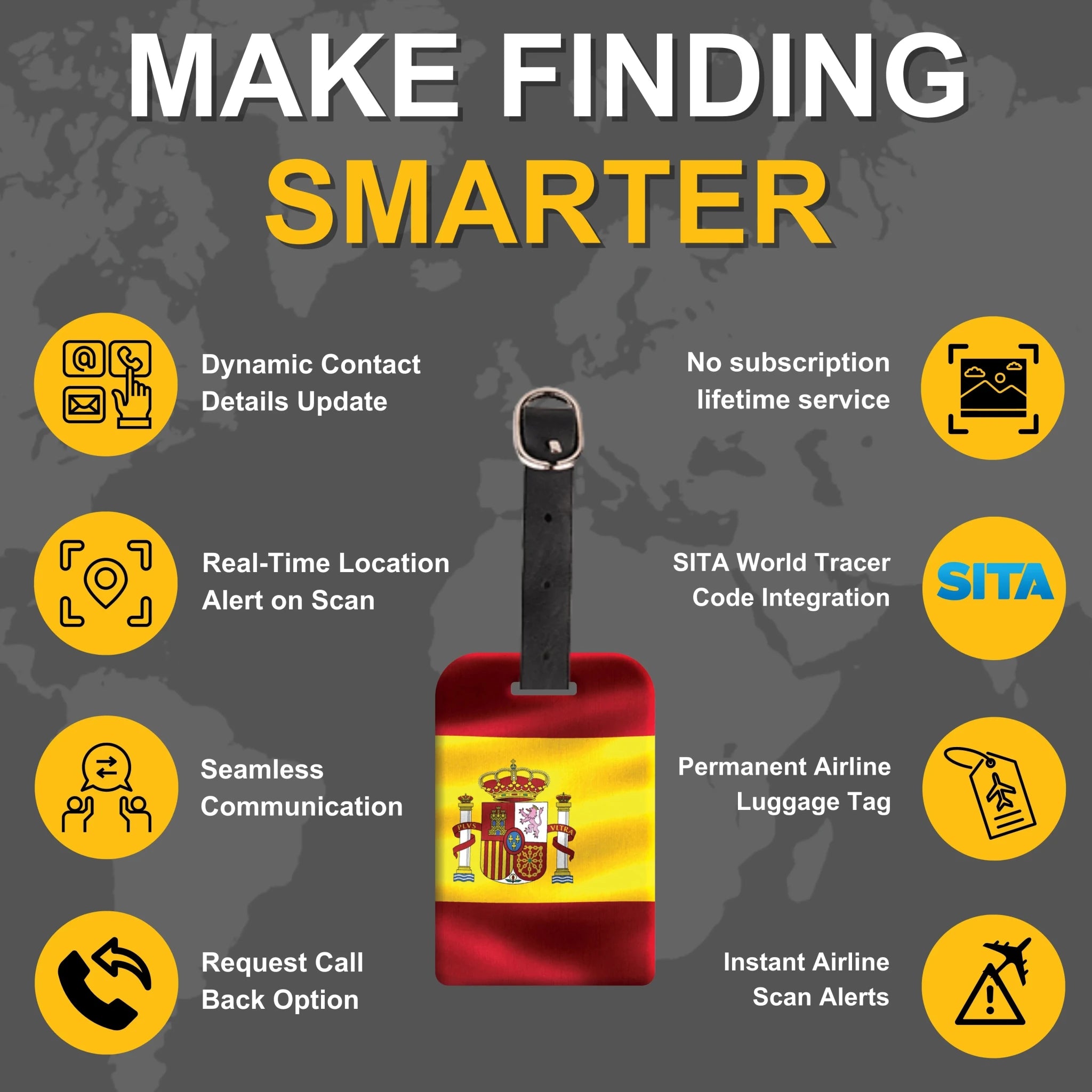 Smart Bag Security Tag - Spain Flag [Pack 2] - Elite TronX