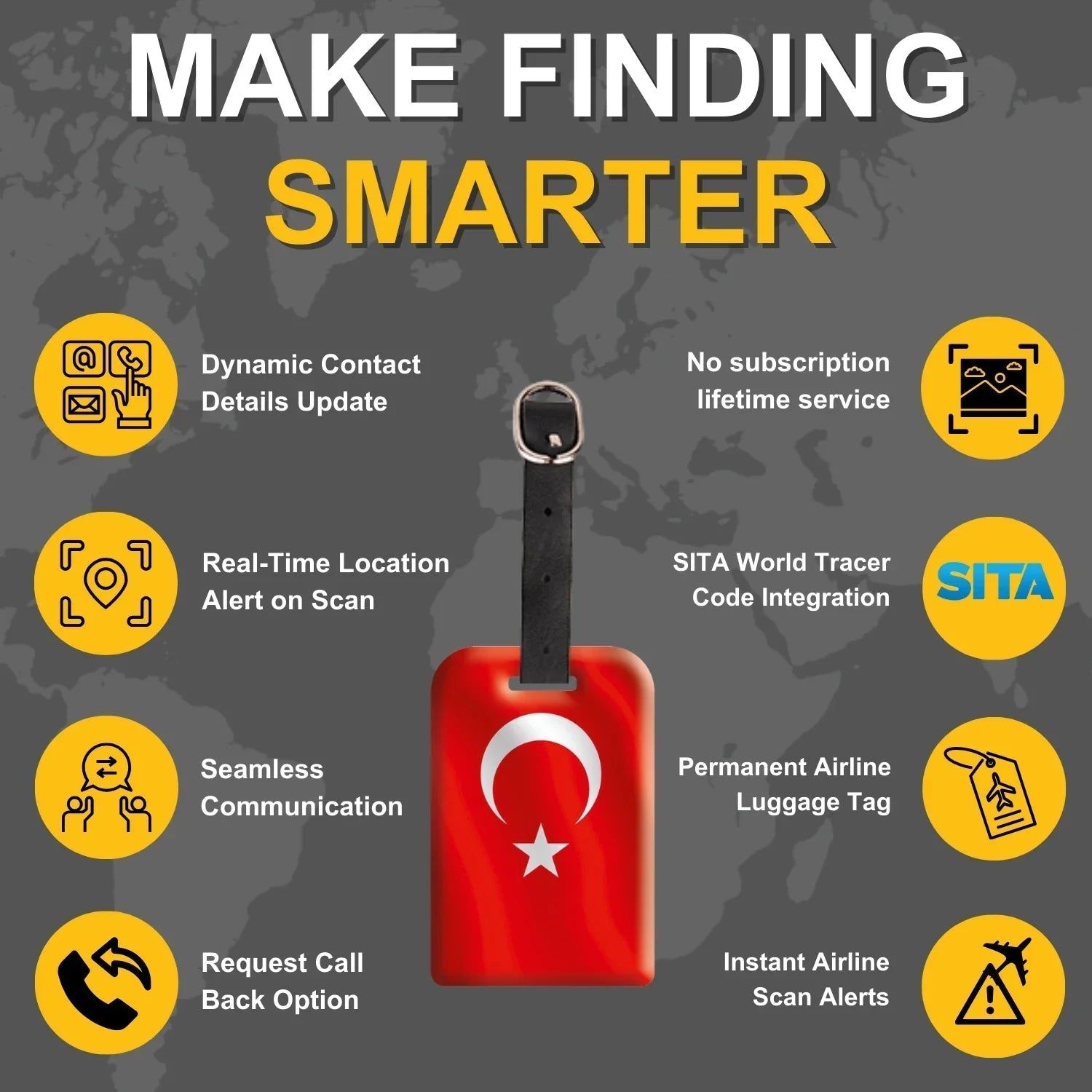 Smart Bag Security Tag - Turkey Flag [Pack 2] - Elite TronX