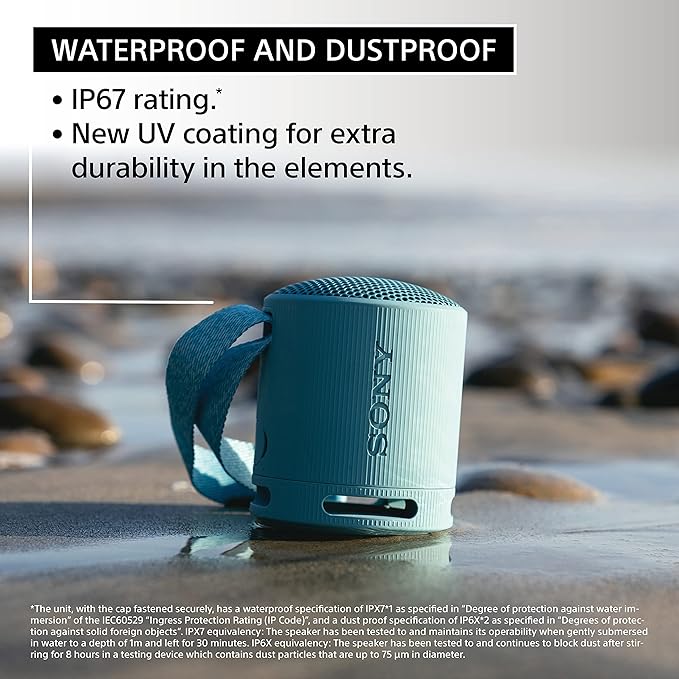 Sony SRS - XB100 Wireless Bluetooth Portable Lightweight Super - Compact Travel Speaker, Durable IP67 Waterproof & Dustproof Shower Speaker, 16 Hour Battery, Versatile Strap, & Hands - free Calling, Black - Elite TronX