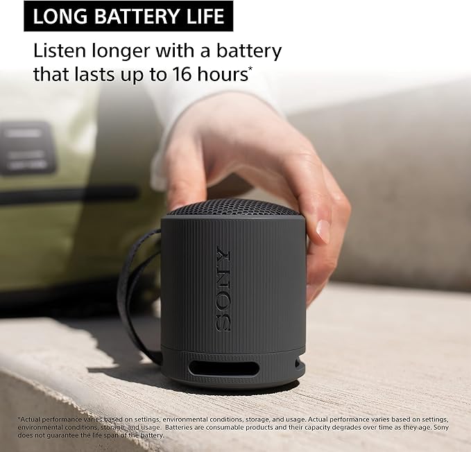 Sony SRS - XB100 Wireless Bluetooth Portable Lightweight Super - Compact Travel Speaker, Durable IP67 Waterproof & Dustproof Shower Speaker, 16 Hour Battery, Versatile Strap, & Hands - free Calling, Black - Elite TronX