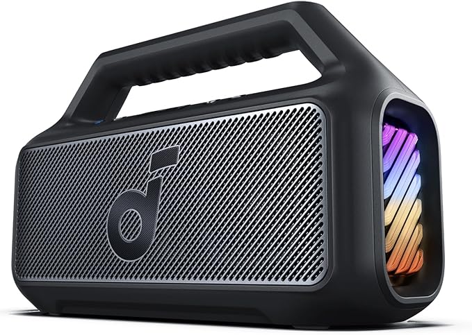 Soundcore Boom 2 By Anker, Outdoor Speaker, 80W, Subwoofer, BassUp 2.0, 24H Playtime, IPX7 Waterproof, Floatable, RGB Lights, USB - C, Custom EQ, Bluetooth 5.3, Portable for Camping and Beach - Black - Elite TronX